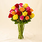 Vase Of 12 Vivid Roses