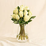 Vase Of Elegant 12 White Roses