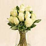 Vase Of Elegant 12 White Roses