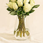 Vase Of Elegant 12 White Roses