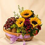 Mixed Flowers and Fruits Basket