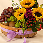 Mixed Flowers and Fruits Basket