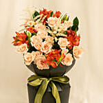 Peach Roses and Lisianthus Flowers