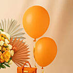Happiness - Orange Flowers Chocolate Cake n Balloons