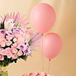 Blushes - Pink Flowers Bouquet Cake & Balloons