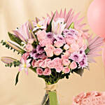 Blushes - Pink Flowers Bouquet Cakes & Balloons