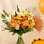 Happiness - Orange Flowers Cheesecake & Balloons