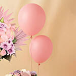 Pink Flowers Bouquet Cakes & Balloon