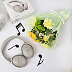 BOSE Quiet Comfort Headphone and Flowers Bouquet Gift