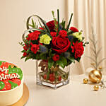 Decorative Xmas Floral Vase with Cake