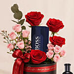 Love You Forever Rose Box with Hugo Boss Bottled Night EDT