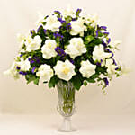 Beauty of White and Blue Flowers Vase
