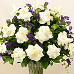 Beauty of White and Blue Flowers Vase