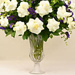 Beauty of White and Blue Flowers Vase
