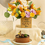 Best Wishes Flowers with Mono Cake & Balloons