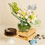 Forest Breeze Flowers Arrangement and Cake Combo