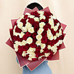 200 Red and White Roses Bouquet