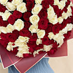 200 Red and White Roses Bouquet