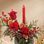 Elegant Christmas Candle Floral Bowl