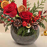 Elegant Christmas Candle Floral Bowl