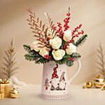 Christmas White Rose Floral Jug Arrangement