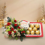 Flowers and Chocolate in Santa Tray