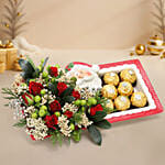 Flowers and Chocolate in Santa Tray