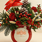 Xmas Flower Arrangement in Santa Pot