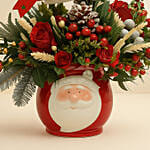 Xmas Flower Arrangement in Santa Pot