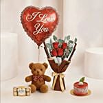 Adorable Love Gift Combo Arrangement with Mini Mousse Cake