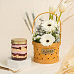 Floral Basket with Jar Cake