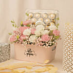 Flowers and Fererro Rocher Chocolate Basket