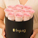 12 Pink Roses in Box