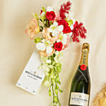 Moet Chandon Champagne & Elegant Floral Gift Box