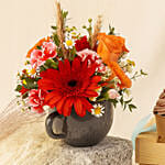 Flowers arrangment and Chocolate Cupcakes