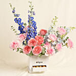 Garden Roses and Delphinium Arrangement