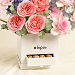 Garden Roses and Delphinium Arrangement