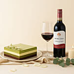 Wine and Dubai Chocolate Pistachio Cake