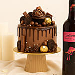 Chocolate Indulgence Cake and Wine Gift Bundle