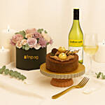 Flowers Box with Wine & Cake