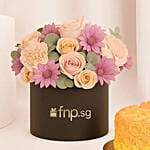 Elegant Floral Chocolate Cake and Flowers Bundle