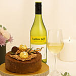 Elegant Flowers Box with Wine & Cake