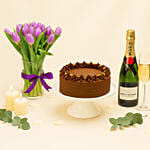 Tulips Cake and Moet Wine Gift Set