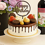 Birthday Flowers Cake & Wine Bundle