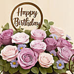 Birthday Flowers Cake and Wine