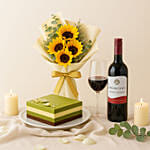 Sunflower Wine and Dubai Chocolate Pistachio Cake Combo