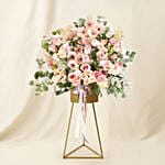 Blooming Pink Flowers Tripod Stand