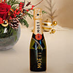 Elegant Christmas Candle Floral Bowl - Moet Mini and Bento Xmas Cake