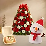 Holiday Bliss Arrangement - Snowman & Bento Cake Set