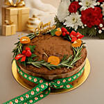 Candle and Flower Centerpeice with Wine and Plum Cake